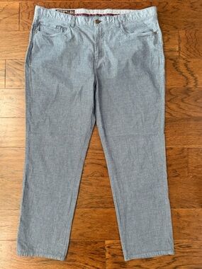 Johnston&Murphy Pants Slim Fit Chino Men 40x30 Blue Pima Cotton Stretch Straight